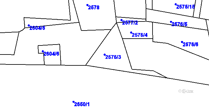 Parcela st. 2576/3 v KÚ Litoměřice, Katastrální mapa