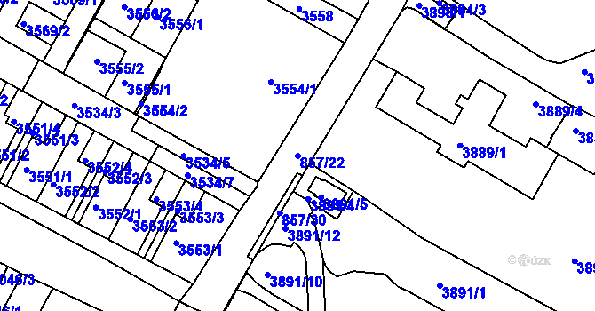 Parcela st. 857/22 v KÚ Litoměřice, Katastrální mapa