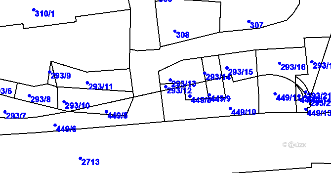 Parcela st. 293/12 v KÚ Litoměřice, Katastrální mapa
