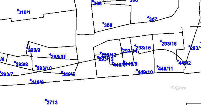 Parcela st. 293/13 v KÚ Litoměřice, Katastrální mapa
