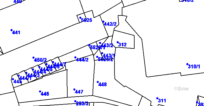 Parcela st. 443/1 v KÚ Litoměřice, Katastrální mapa