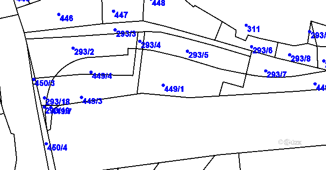 Parcela st. 449/1 v KÚ Litoměřice, Katastrální mapa