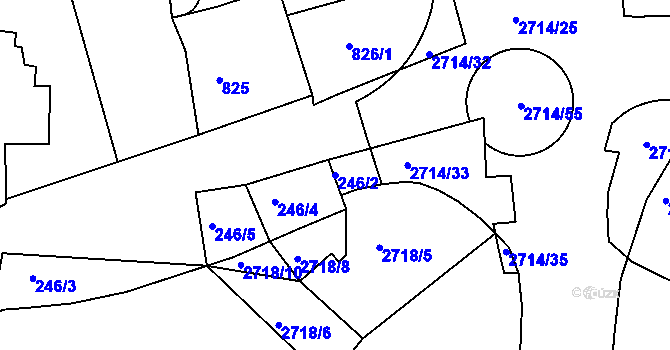 Parcela st. 246/2 v KÚ Litoměřice, Katastrální mapa