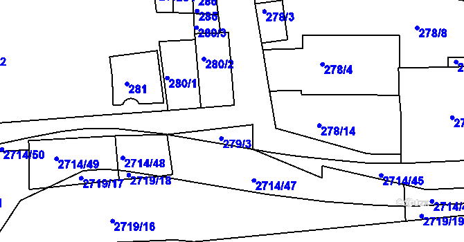 Parcela st. 279/1 v KÚ Litoměřice, Katastrální mapa