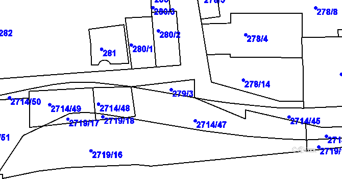 Parcela st. 279/3 v KÚ Litoměřice, Katastrální mapa