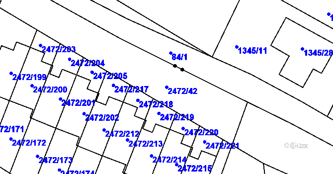 Parcela st. 2472/42 v KÚ Litoměřice, Katastrální mapa