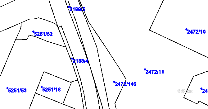 Parcela st. 2472/43 v KÚ Litoměřice, Katastrální mapa