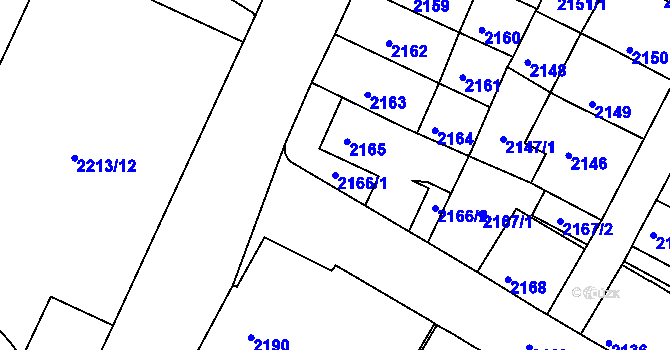 Parcela st. 2166/1 v KÚ Litoměřice, Katastrální mapa