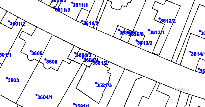 Parcela st. 3607/5 v KÚ Litoměřice, Katastrální mapa