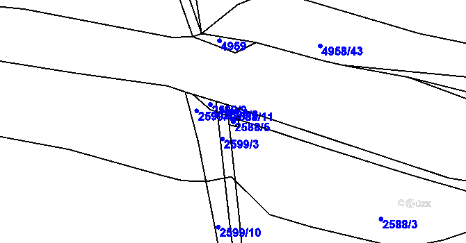 Parcela st. 2588/5 v KÚ Litoměřice, Katastrální mapa