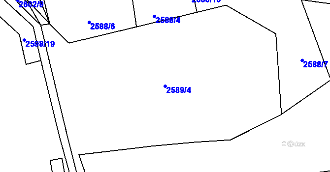 Parcela st. 2589/4 v KÚ Litoměřice, Katastrální mapa