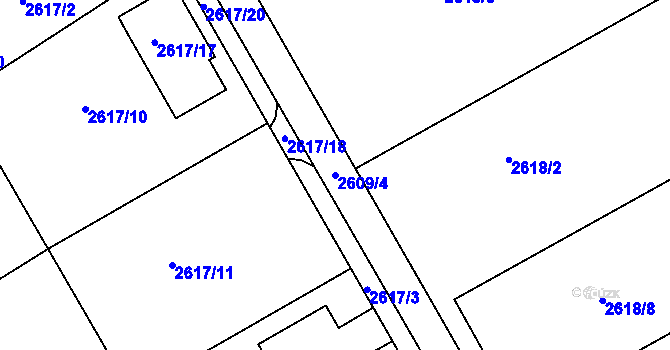 Parcela st. 2609/4 v KÚ Litoměřice, Katastrální mapa