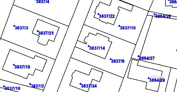 Parcela st. 3837/14 v KÚ Litoměřice, Katastrální mapa