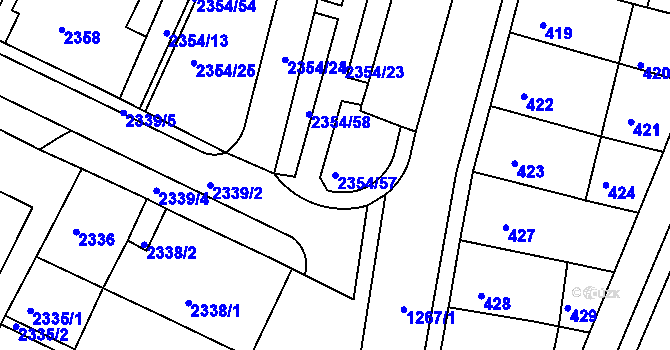 Parcela st. 2354/57 v KÚ Litoměřice, Katastrální mapa