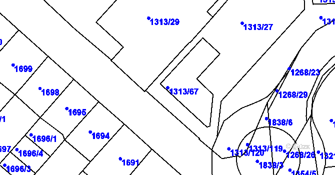 Parcela st. 1313/67 v KÚ Litoměřice, Katastrální mapa