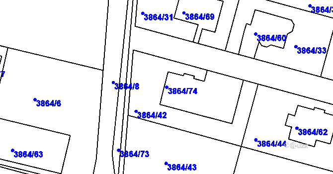 Parcela st. 3864/74 v KÚ Litoměřice, Katastrální mapa