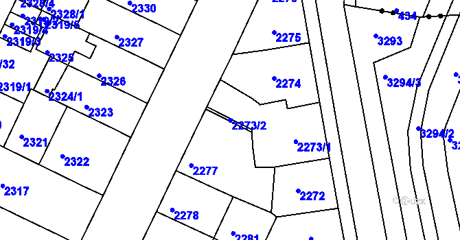 Parcela st. 2273/2 v KÚ Litoměřice, Katastrální mapa
