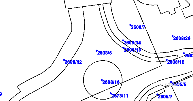 Parcela st. 2608/5 v KÚ Litoměřice, Katastrální mapa