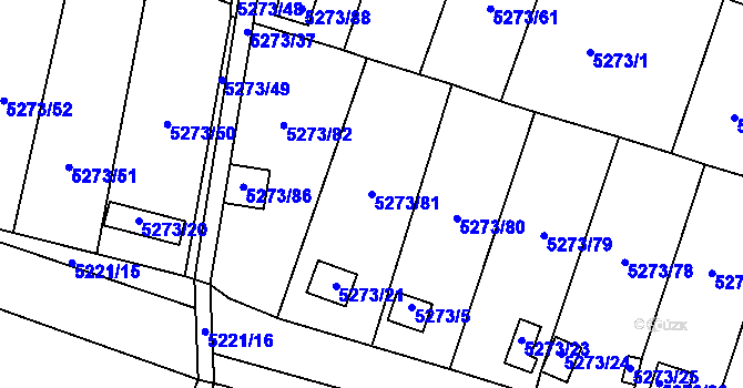 Parcela st. 5273/81 v KÚ Litoměřice, Katastrální mapa