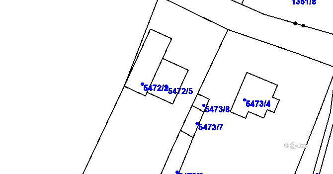 Parcela st. 5472/5 v KÚ Litoměřice, Katastrální mapa
