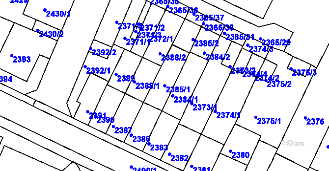 Parcela st. 2385/1 v KÚ Litoměřice, Katastrální mapa