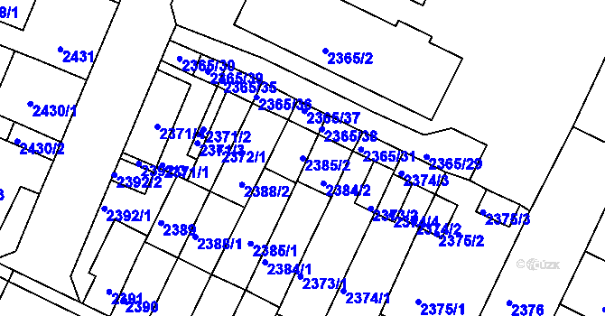 Parcela st. 2385/2 v KÚ Litoměřice, Katastrální mapa