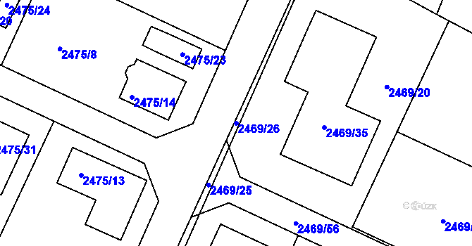 Parcela st. 2469/26 v KÚ Litoměřice, Katastrální mapa