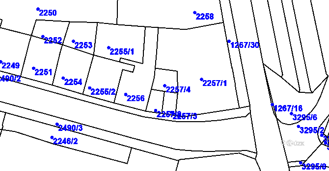 Parcela st. 2257/4 v KÚ Litoměřice, Katastrální mapa