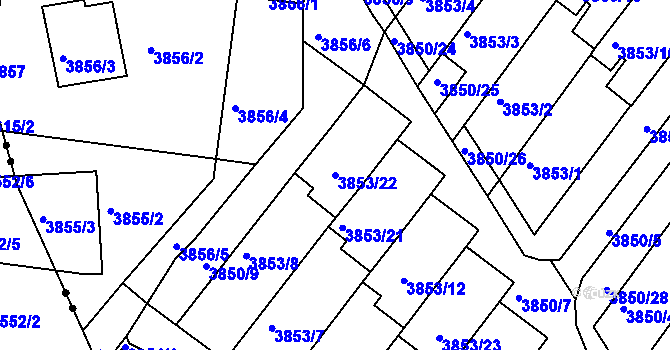 Parcela st. 3853/22 v KÚ Litoměřice, Katastrální mapa