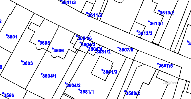 Parcela st. 3581/2 v KÚ Litoměřice, Katastrální mapa