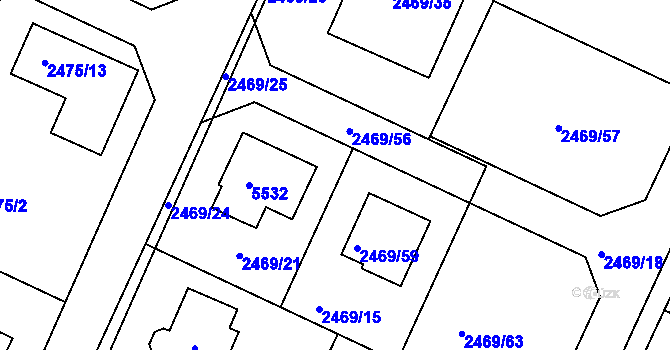 Parcela st. 2469/27 v KÚ Litoměřice, Katastrální mapa