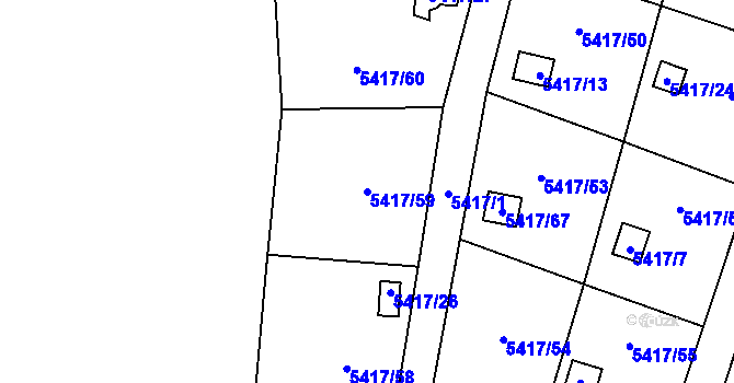 Parcela st. 5417/59 v KÚ Litoměřice, Katastrální mapa