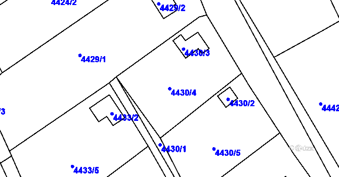 Parcela st. 4430/4 v KÚ Litoměřice, Katastrální mapa