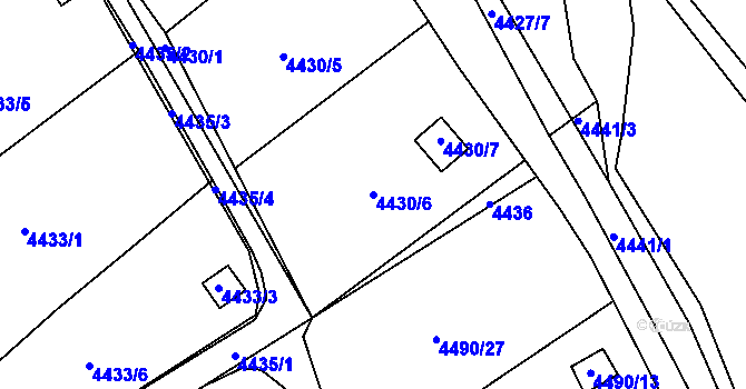 Parcela st. 4430/6 v KÚ Litoměřice, Katastrální mapa