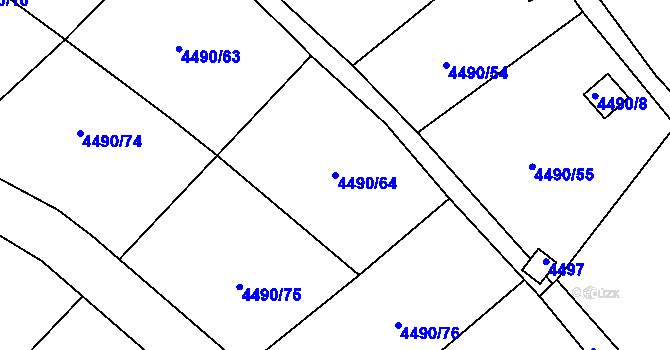 Parcela st. 4490/64 v KÚ Litoměřice, Katastrální mapa
