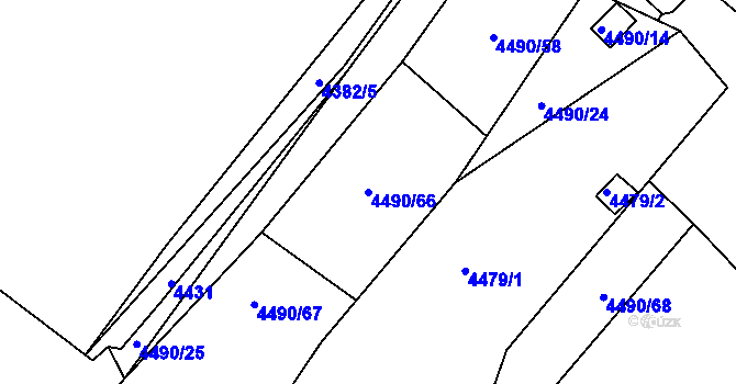 Parcela st. 4490/66 v KÚ Litoměřice, Katastrální mapa