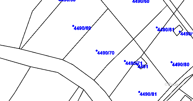 Parcela st. 4490/70 v KÚ Litoměřice, Katastrální mapa
