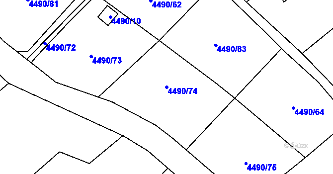Parcela st. 4490/74 v KÚ Litoměřice, Katastrální mapa