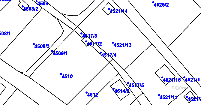 Parcela st. 4517/4 v KÚ Litoměřice, Katastrální mapa
