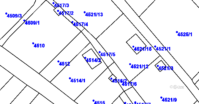 Parcela st. 4517/5 v KÚ Litoměřice, Katastrální mapa