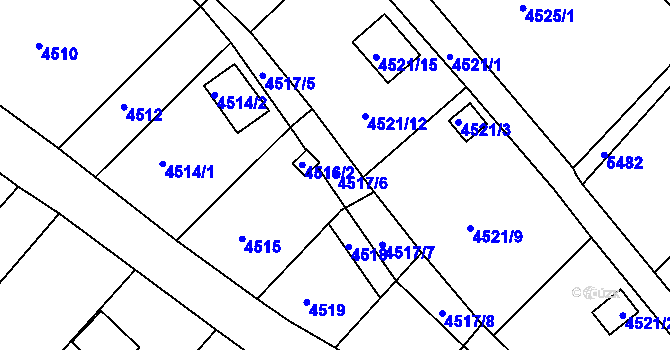 Parcela st. 4517/6 v KÚ Litoměřice, Katastrální mapa