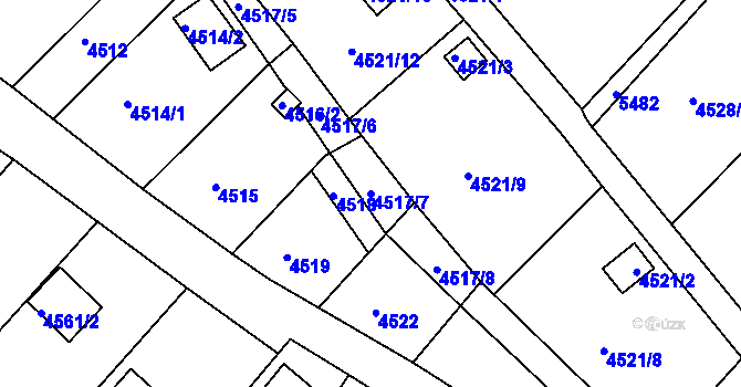 Parcela st. 4517/7 v KÚ Litoměřice, Katastrální mapa