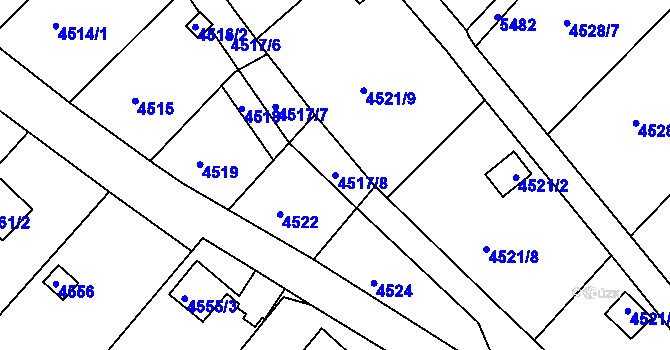 Parcela st. 4517/8 v KÚ Litoměřice, Katastrální mapa