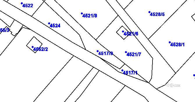 Parcela st. 4517/9 v KÚ Litoměřice, Katastrální mapa