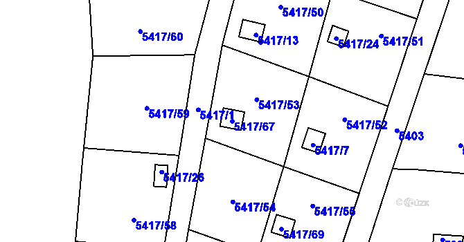 Parcela st. 5417/67 v KÚ Litoměřice, Katastrální mapa