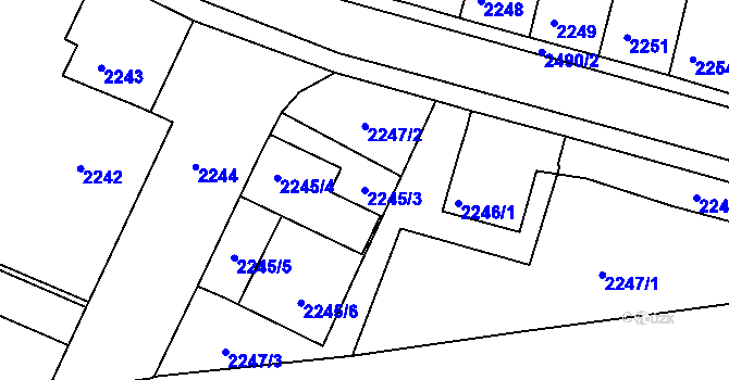Parcela st. 2245/3 v KÚ Litoměřice, Katastrální mapa