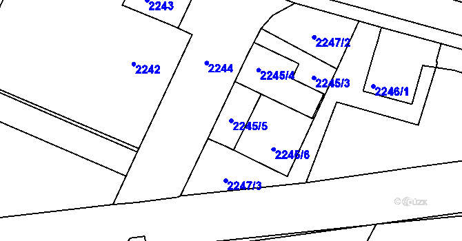 Parcela st. 2245/5 v KÚ Litoměřice, Katastrální mapa