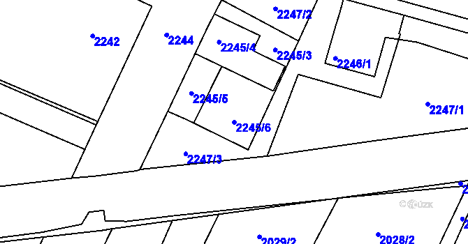 Parcela st. 2245/6 v KÚ Litoměřice, Katastrální mapa