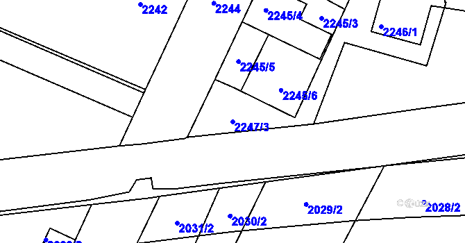 Parcela st. 2247/3 v KÚ Litoměřice, Katastrální mapa