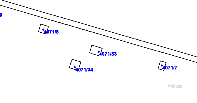 Parcela st. 4071/33 v KÚ Litoměřice, Katastrální mapa